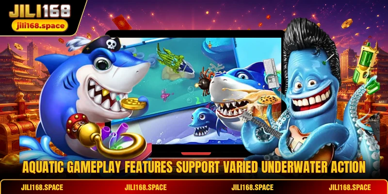 Aquatic gameplay features support varied underwater action