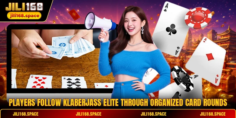 Players follow Klaberjass Elite through organized card rounds