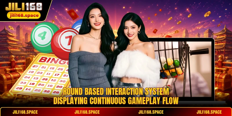 Round based interaction system displaying continuous gameplay flow