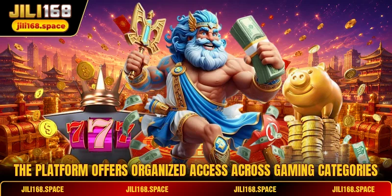 The platform offers organized access across gaming categories