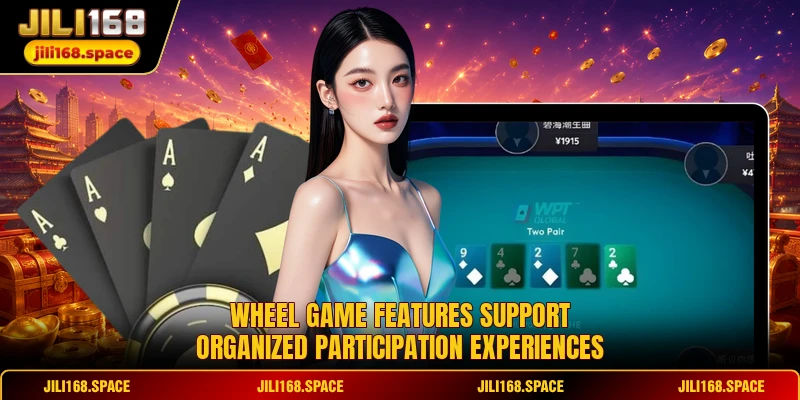 Wheel game features support organized participation experiences